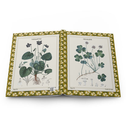 Flore médicale botanical journal open showing casewrap binding and 1814 plant illustrations - LeBonJournal