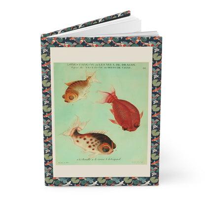 Goldfish hardcover journal featuring François-Nicolas Martinet 1780 hand-colored engraving Plate 22 Dragon Eyes - LeBonJournal