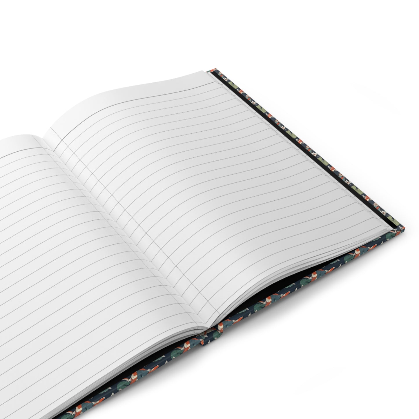 Goldfish hardcover journal open showing 128 ruled pages for writing with matte finish and durable casewrap binding - LeBonJournal