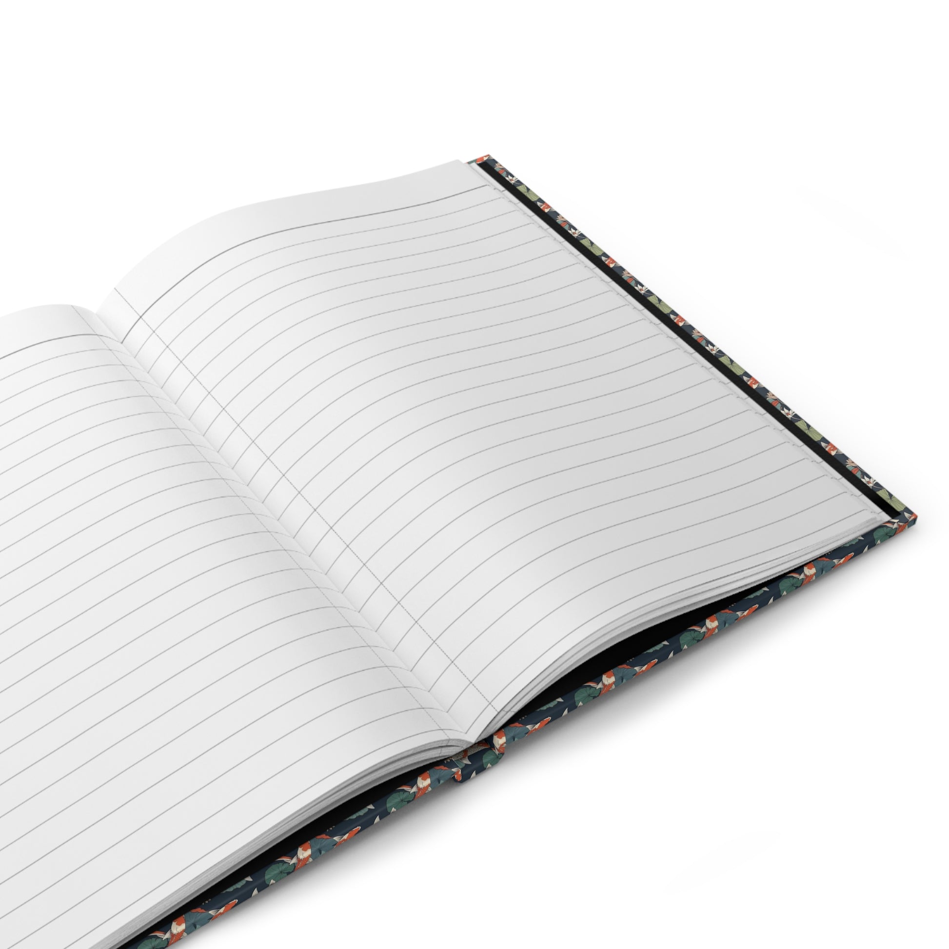 Goldfish hardcover journal open showing 128 ruled pages for writing with matte finish and durable casewrap binding - LeBonJournal