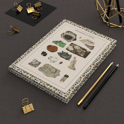 Gustav von Hayek 1887 mineral specimens journal on desk with gold clips for geology notes - LeBonJournal