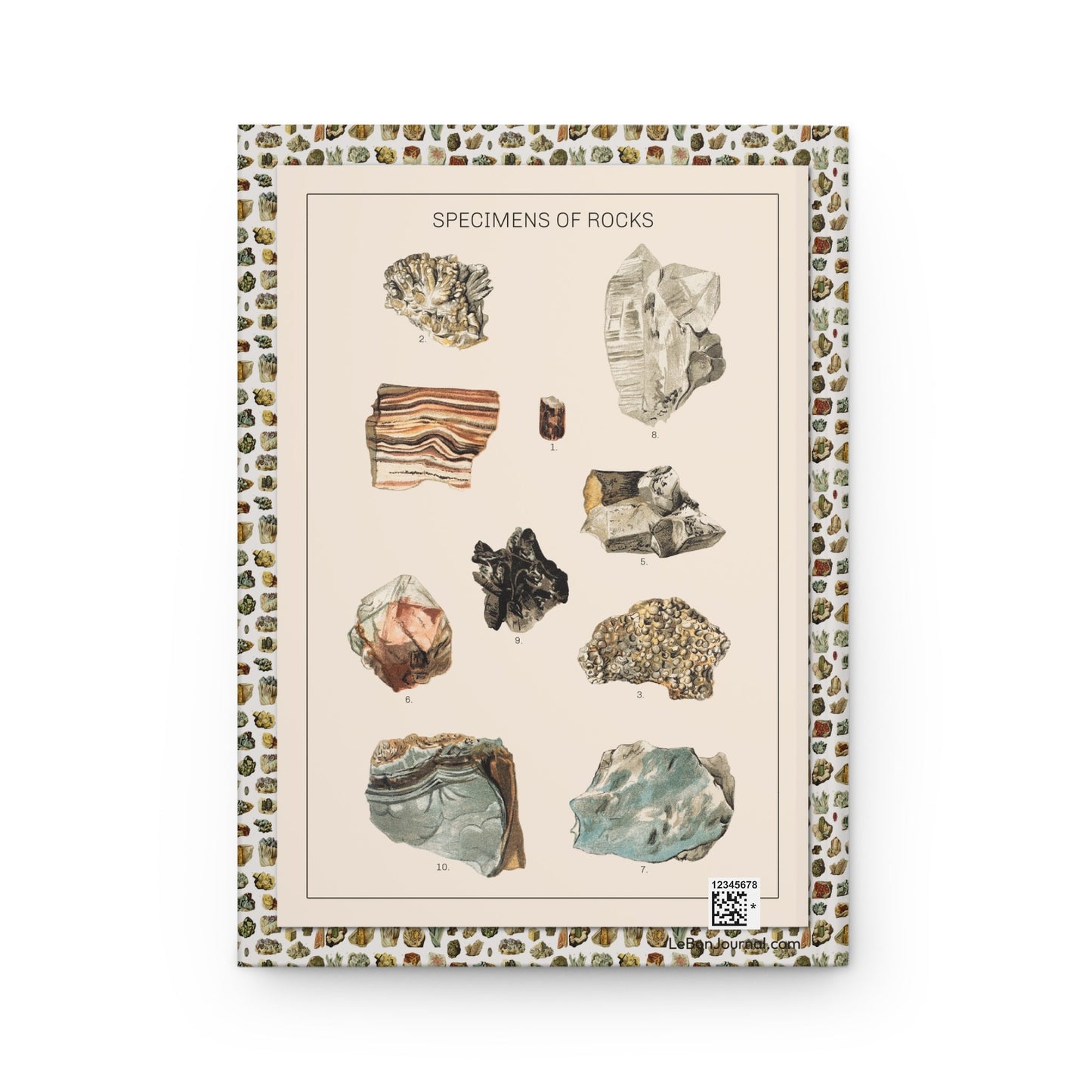 Gustav von Hayek journal back cover with 1887 Plate 117 rock crystal fluorite apatite specimens - LeBonJournal