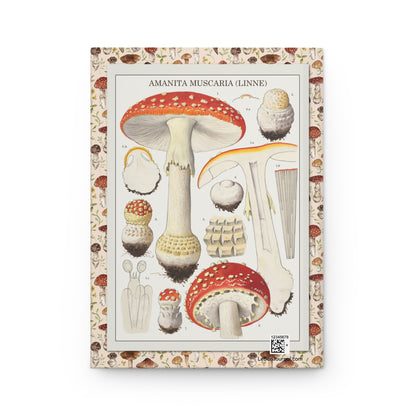 Mushroom journal back cover with Hans Walty Amanita muscaria botanical illustration - LeBonJournal