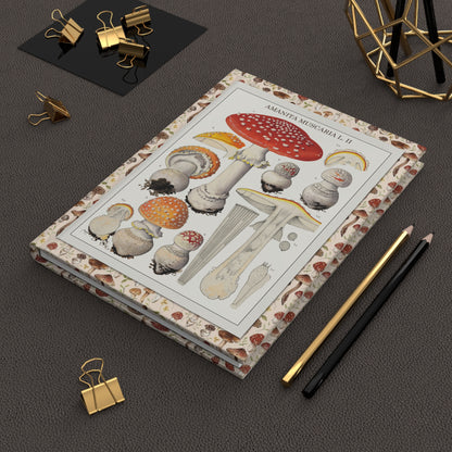 Hans Walty mushroom journal on desk with gold clips for mycology notes - LeBonJournal