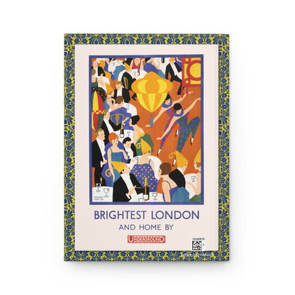 Back cover of hardcover journal featuring Horace Taylor Brightest London and Home by Underground 1924 party cabaret scene Art Deco poster - LeBonJournal