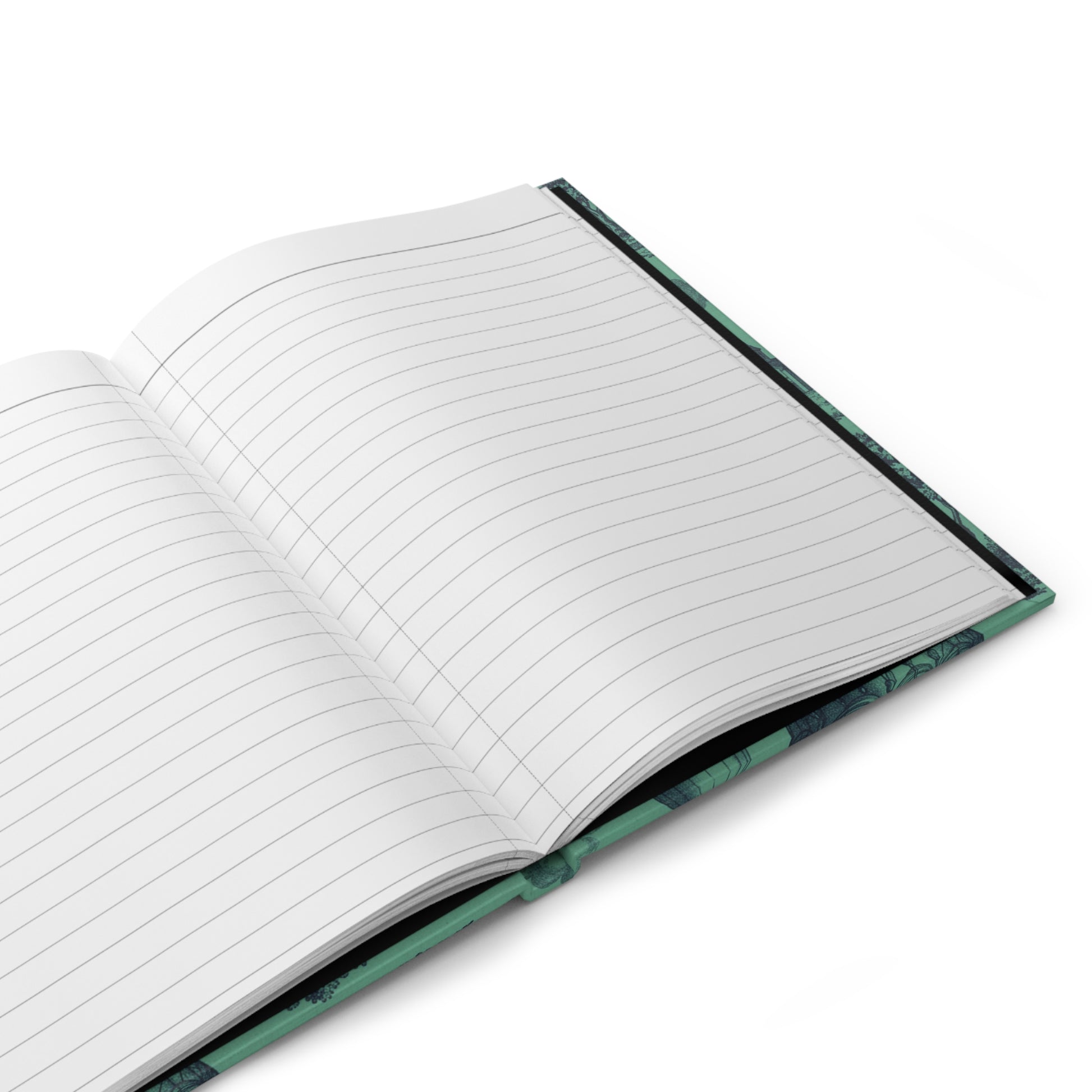 Hot air balloon hardcover journal open showing 128 ruled pages for writing with matte finish and durable casewrap binding - LeBonJournal