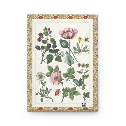 Jacob Sturm journal back cover with 1887 Plate XXVI roses blackberry and wildflowers - LeBonJournal