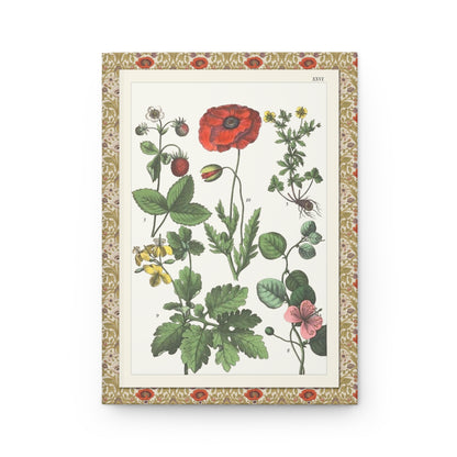 Jacob Sturm journal front cover with 1887 Plate XXVI poppies strawberry and wildflowers - LeBonJournal