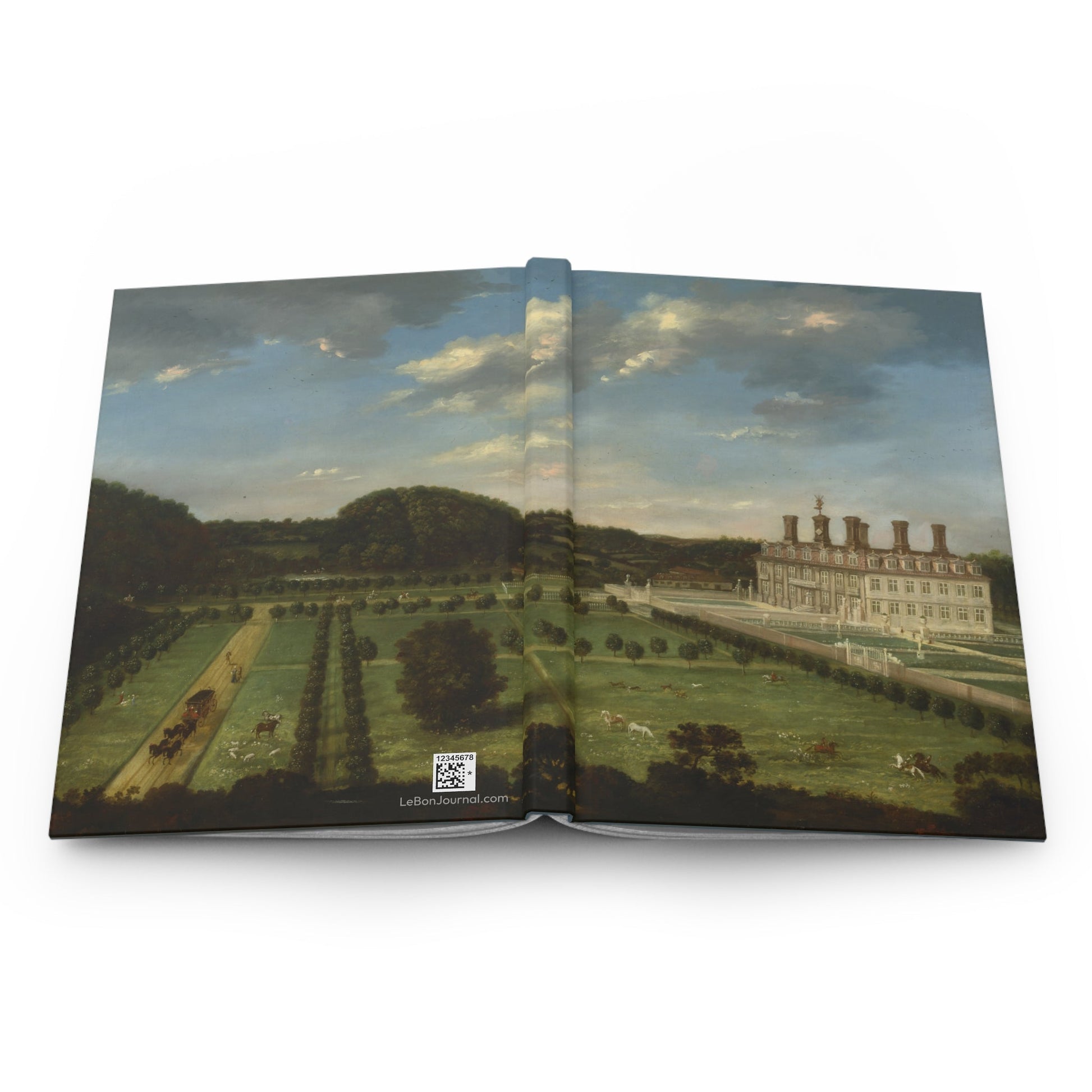Jan Siberechts landscape journal open showing casewrap binding with 1675 Kent painting - LeBonJournal 