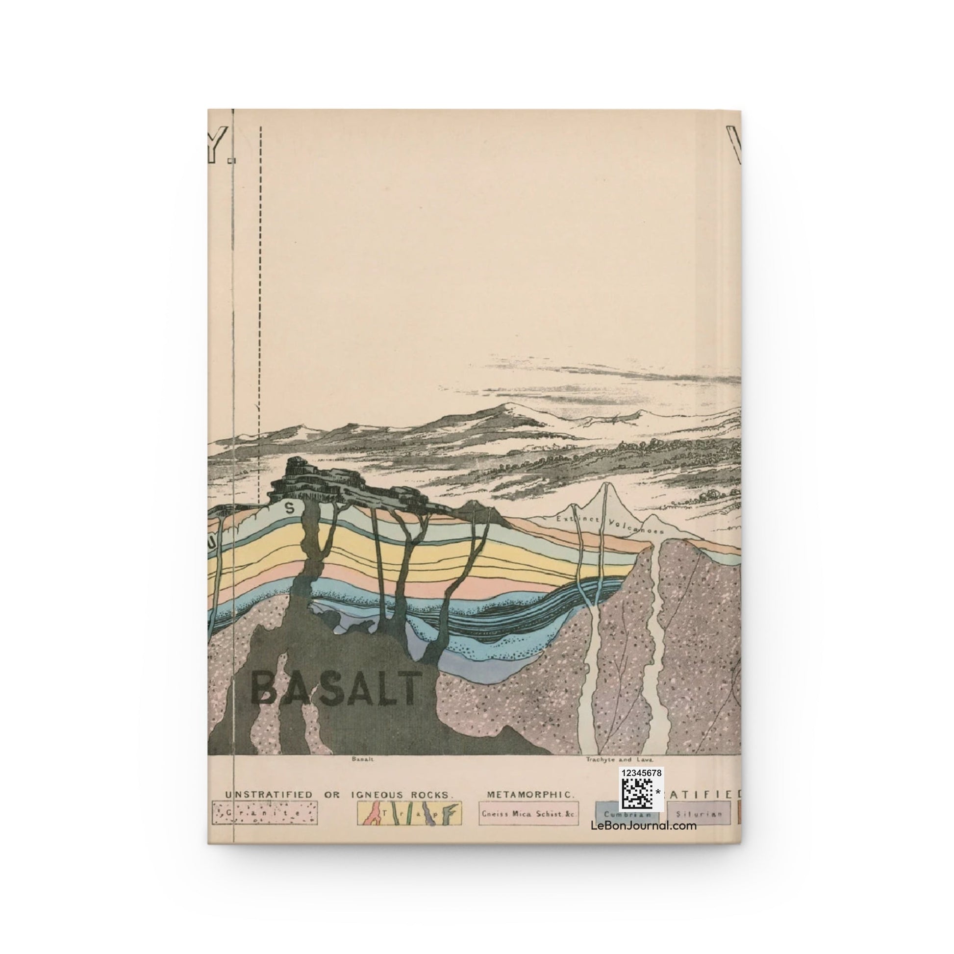 John Morris journal back cover with 1850s geological diagram detail - LeBonJournal