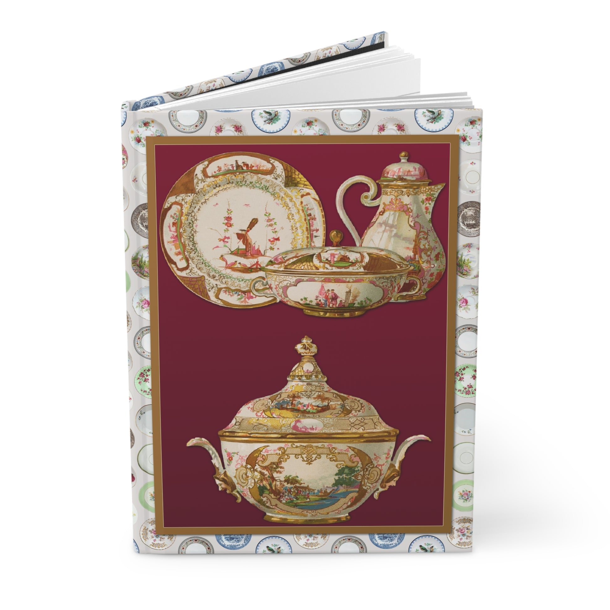 Karl Berling 1900 Meissen porcelain journal with German botanical ceramic art plates - LeBonJournal
