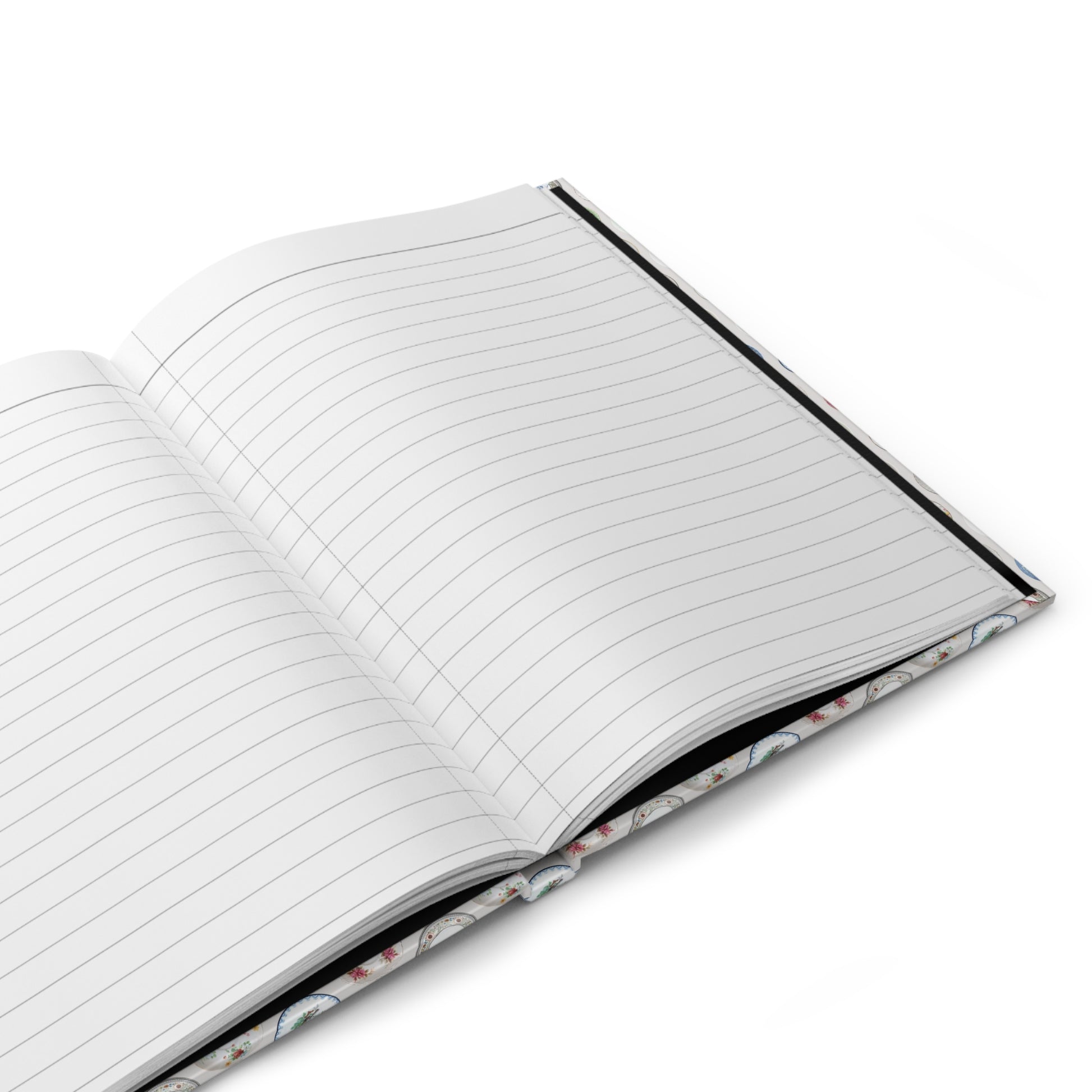 Open Karl Berling Meissen porcelain journal showing 150 lined perforated pages for decorative arts notes - LeBonJournal