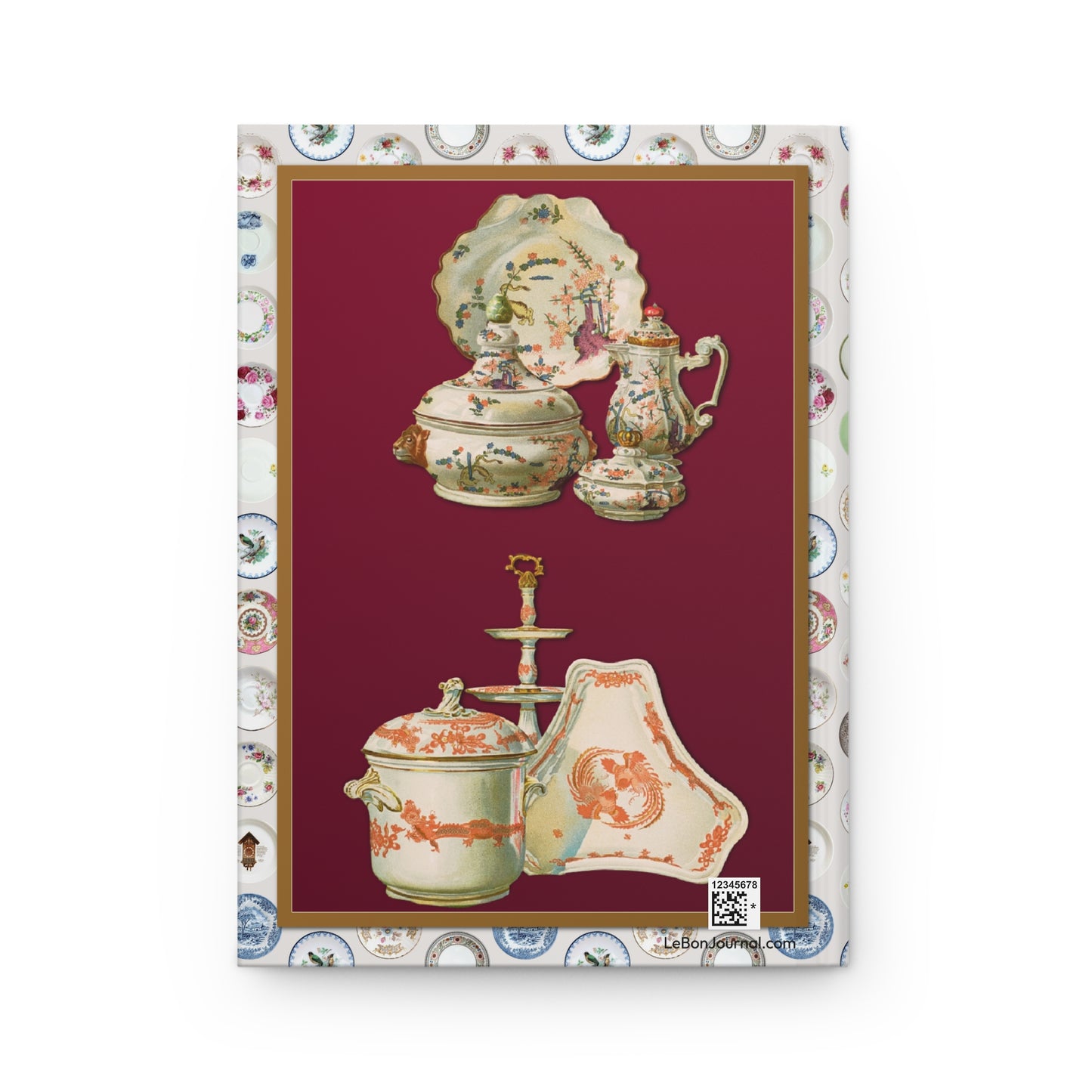 Karl Berling journal back cover with 1900 Plate 4 Meissen porcelain floral design - LeBonJournal
