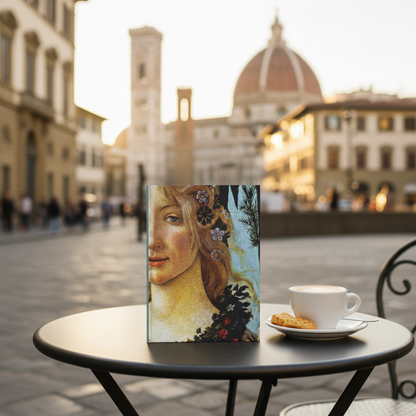 La Primavera journal with fresh spring flowers roses daisies art history books Renaissance Florence Uffizi Gallery Botticelli masterpiece - LeBonJournal