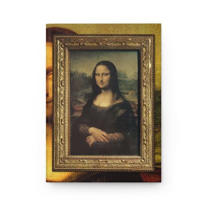 Front cover of hardcover journal featuring Leonardo da Vinci Mona Lisa portrait painted 1503-1519 with sfumato technique - LeBonJournal