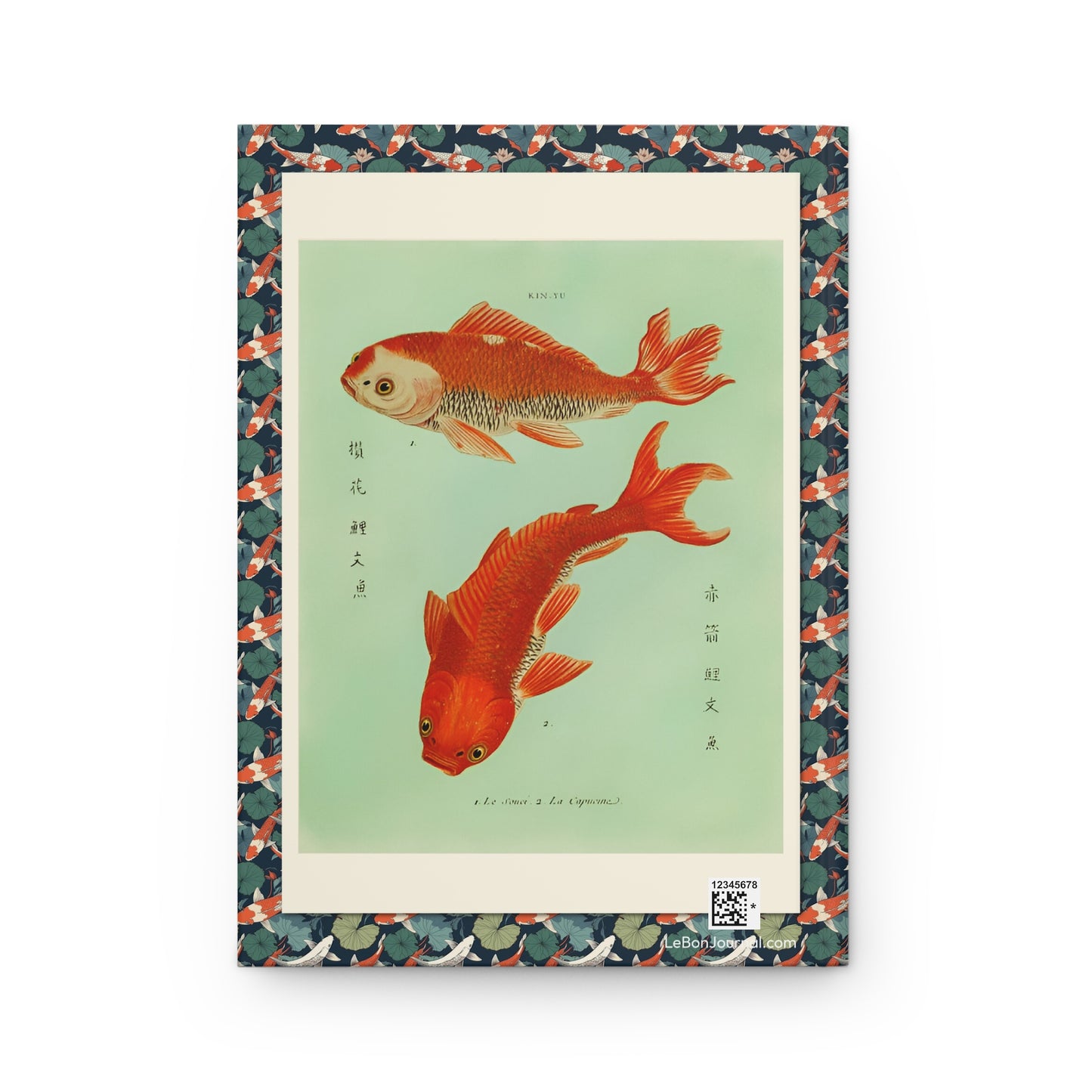 Back cover François-Nicolas Martinet 1780 hand-colored engraving goldfish varieties Le Souci La Capucine with Chinese characters Kin Tu from Histoire Naturelle des Dorades de la Chine Paris - LeBonJournal