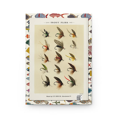Mary Orvis Marbury journal back cover with 1892 fly fishing patterns - LeBonJournal