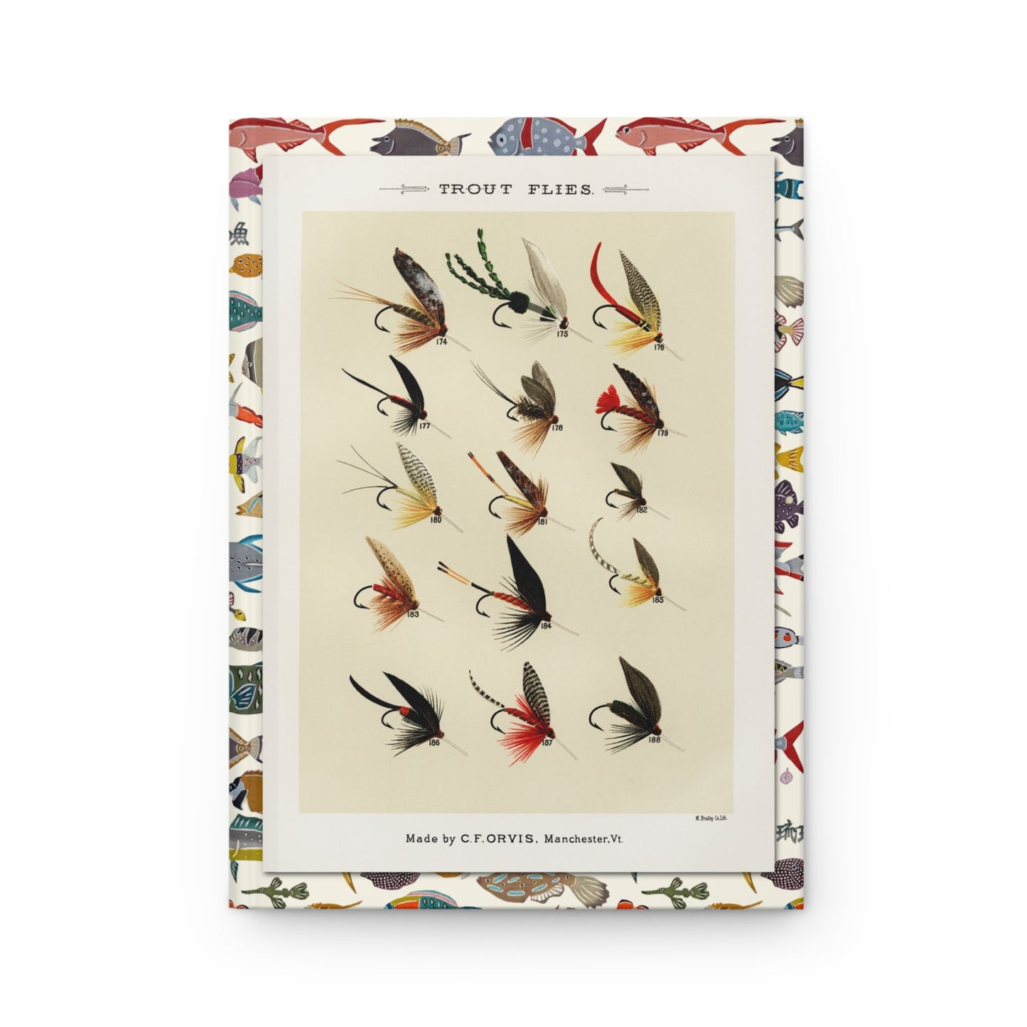 Mary Orvis Marbury journal front cover with 1892 trout fly patterns from Favorite Flies - LeBonJournal
