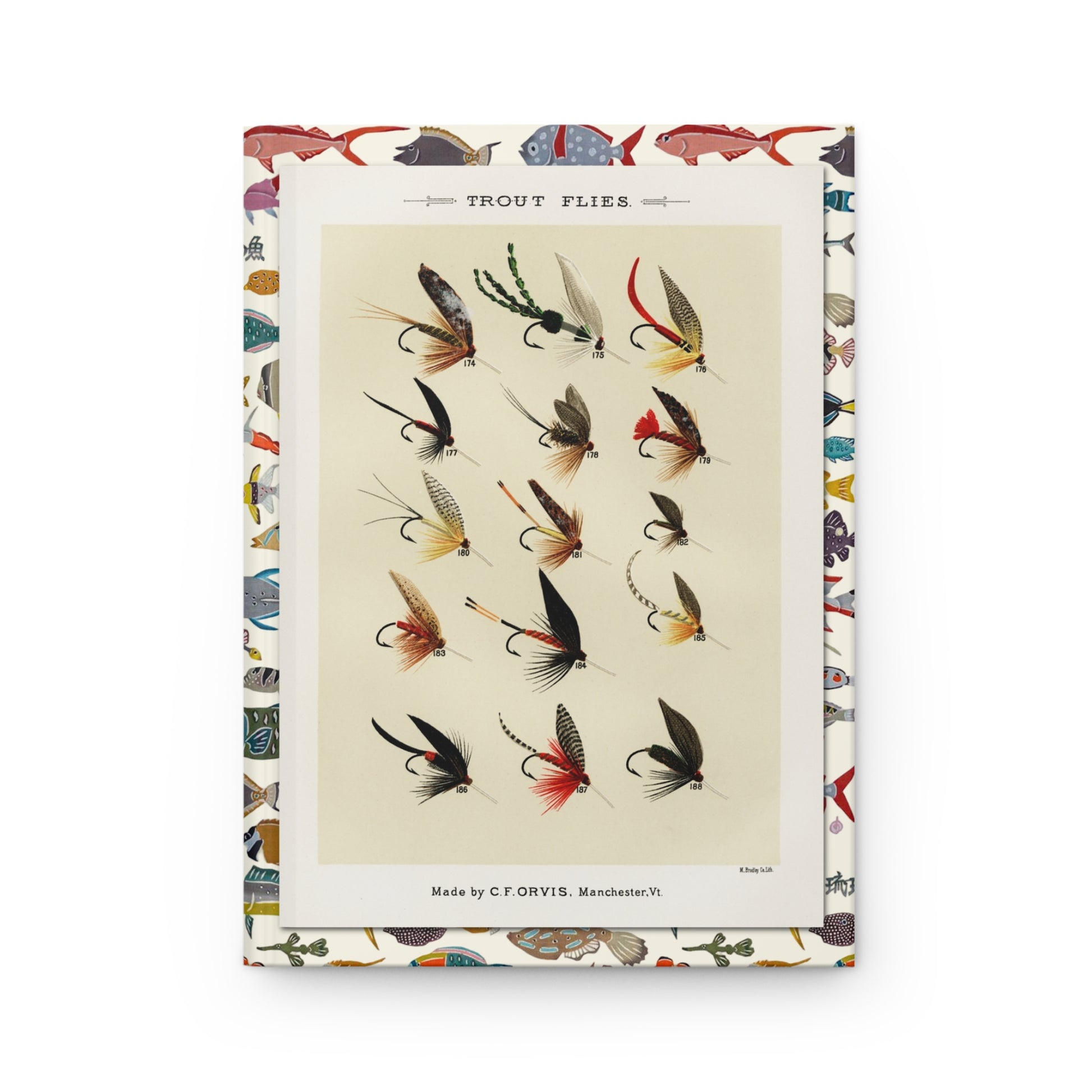 Mary Orvis Marbury journal front cover with 1892 trout fly patterns from Favorite Flies - LeBonJournal
