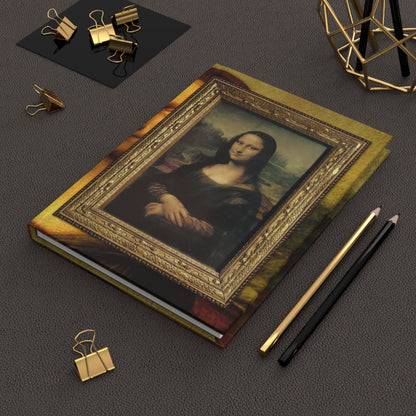 Lifestyle photo of Mona Lisa journal styled for art lovers museum visitors and creative writing in Parisian cafe setting - LeBonJournal