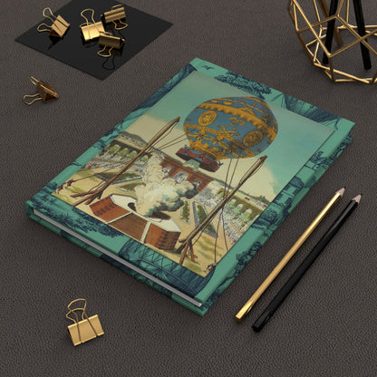 Hot air balloon Montgolfier journal on vintage aviation desk with brass telescope antique maps compass and 18th century French Enlightenment scientific instruments - LeBonJournal