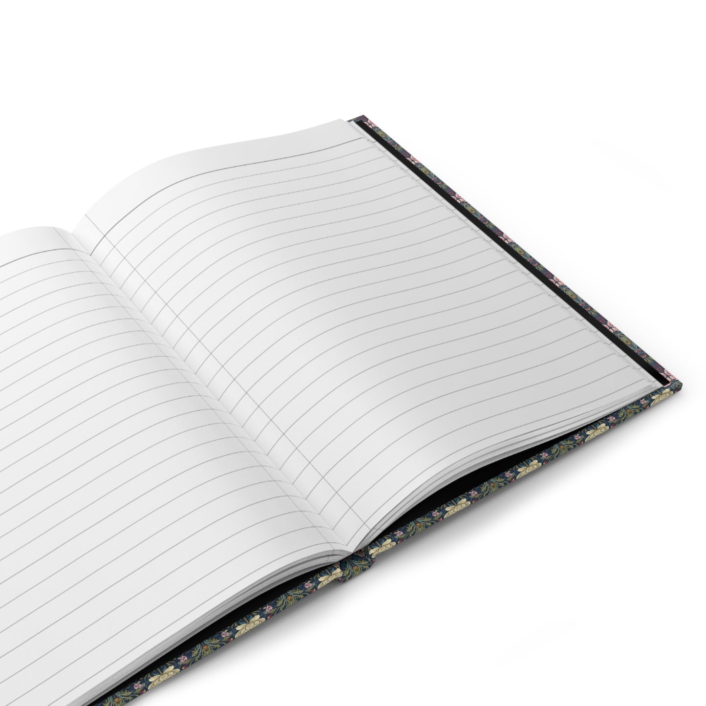Peonies Redouté hardcover journal open showing 128 ruled pages for writing with matte finish and durable casewrap binding - LeBonJournal