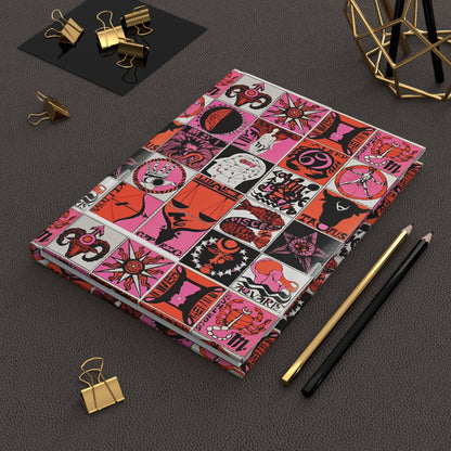 Psychedelic zodiac journal on desk with gold clips for astrology journaling - LeBonJournal
