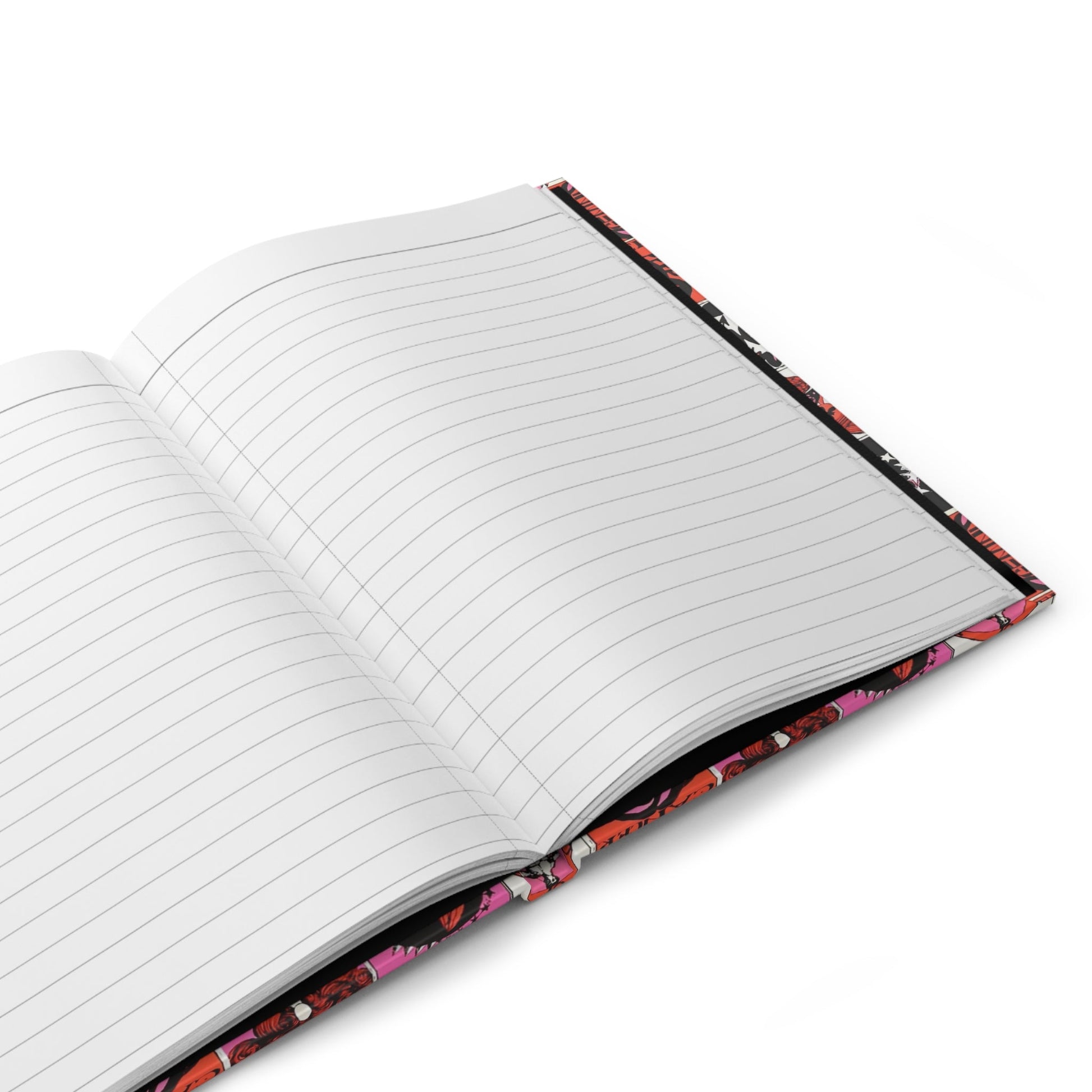 Open psychedelic zodiac journal showing 150 lined perforated pages for astrology notes - LeBonJournal