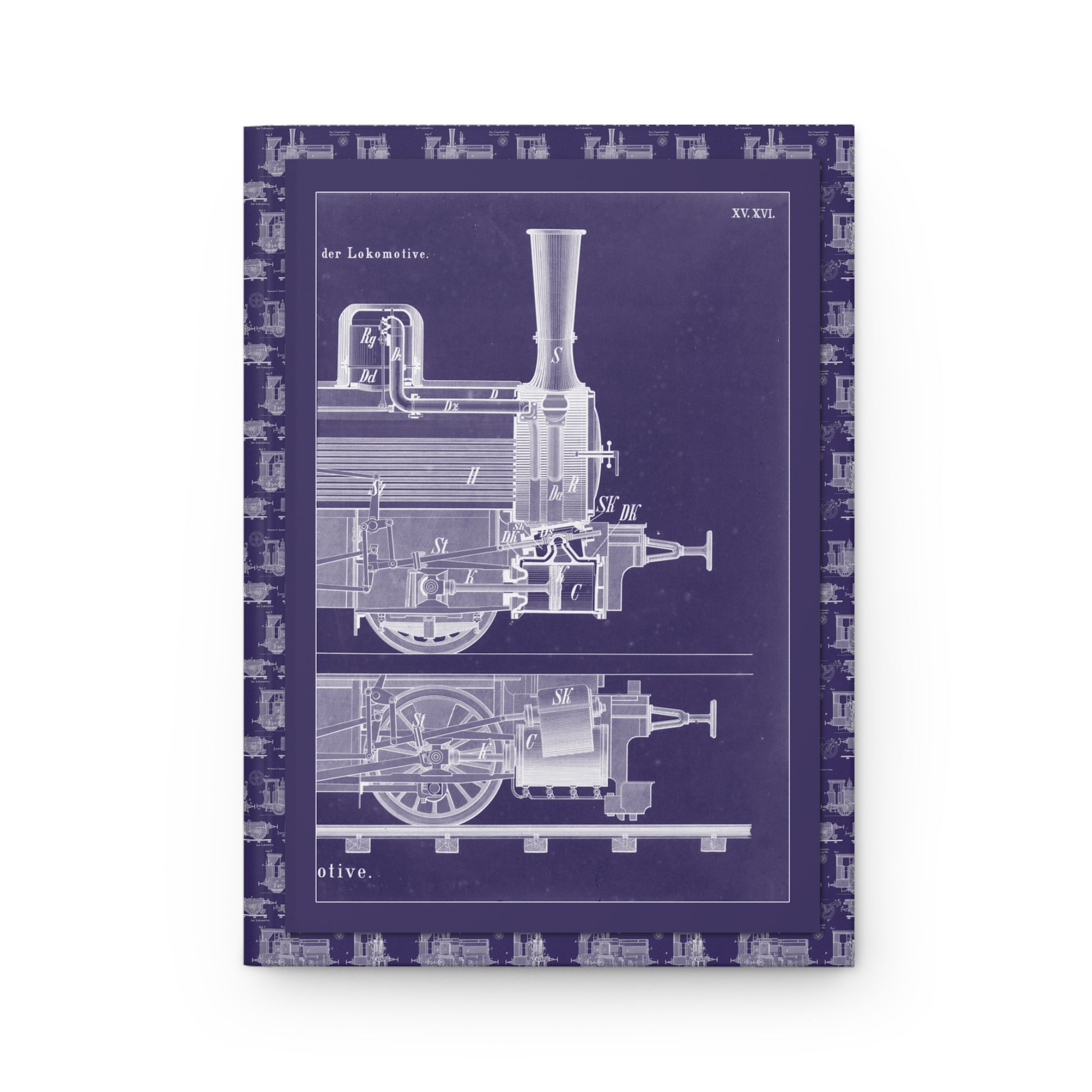 R. Menzel journal front cover with 1908 Lokomotiv forward section blueprint - LeBonJournal