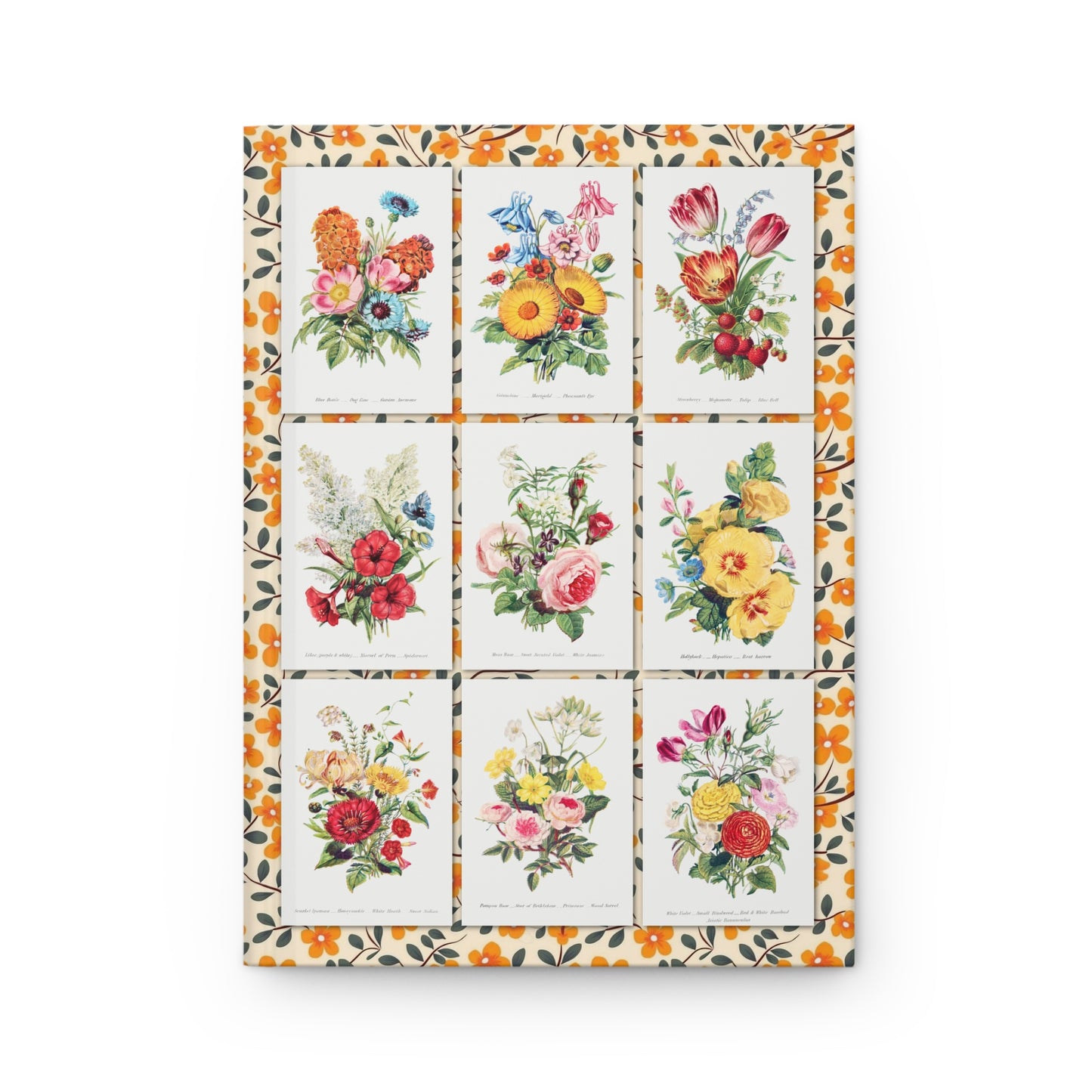 Robert Tyas floral journal front cover with 9 Victorian bouquets mosaic from 1896 - LeBonJournal