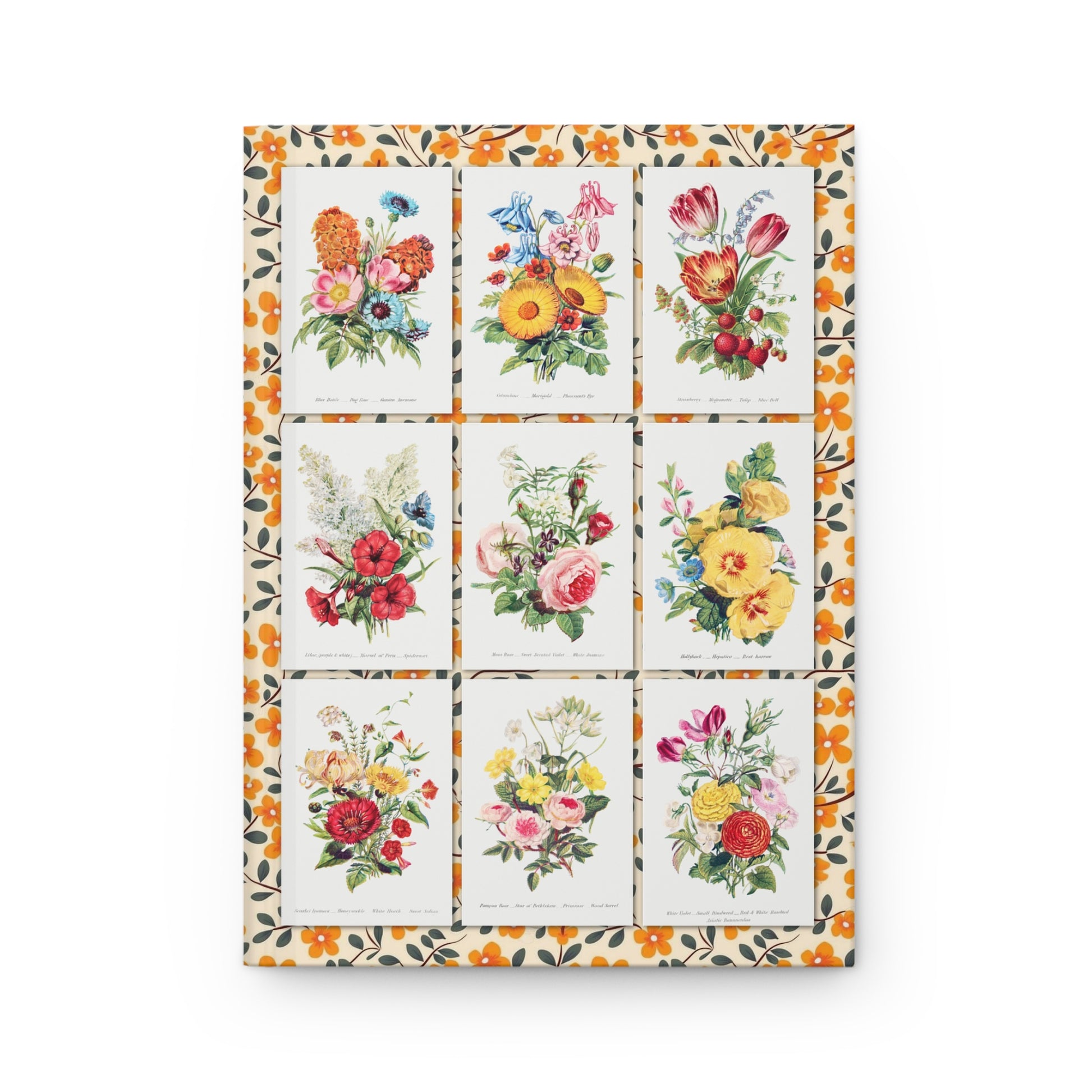 Robert Tyas floral journal front cover with 9 Victorian bouquets mosaic from 1896 - LeBonJournal