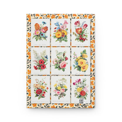 Robert Tyas floral journal back cover with Victorian botanical bouquets mosaic - LeBonJournal