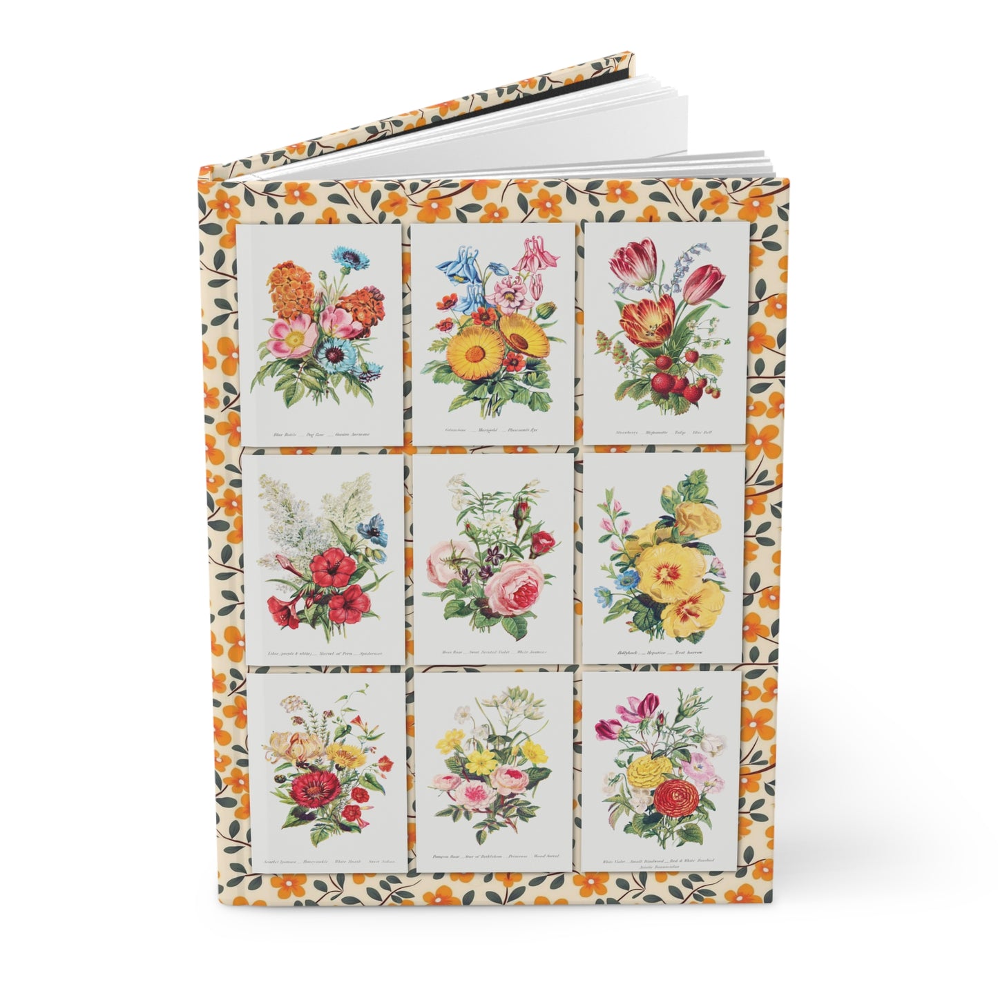 Robert Tyas floral bouquets journal with 1896 Victorian botanical illustrations mosaic - LeBonJournal