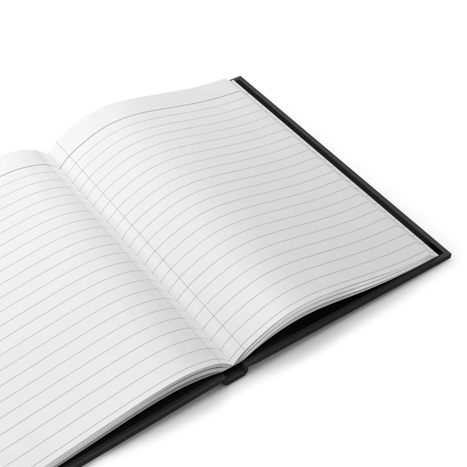 Snellen eye chart hardcover journal open showing 128 ruled pages for writing with matte finish and durable casewrap binding - LeBonJournal