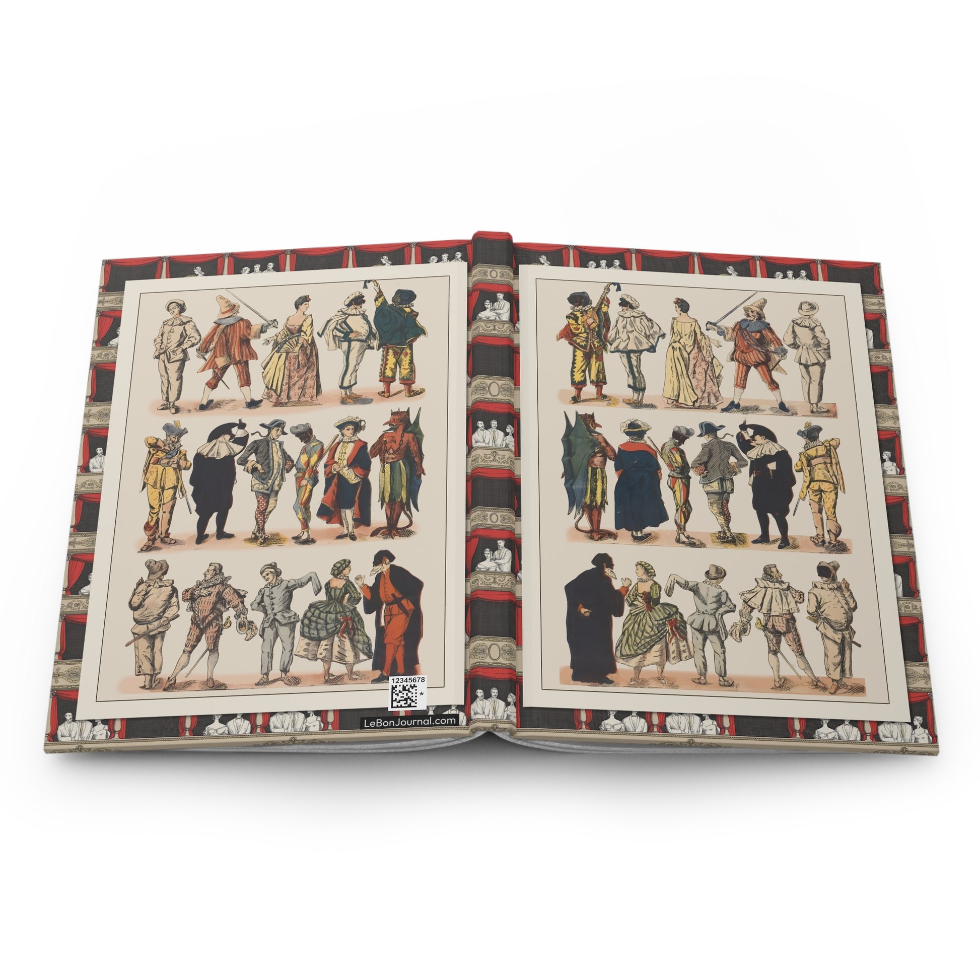 theatre hardcover journal spine and full-wrap V. Turati 1800s chromolithographic character design - LeBonJournal
