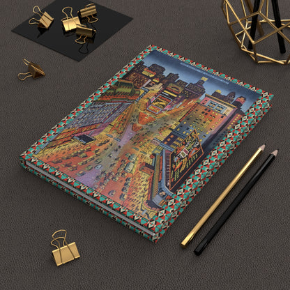 New York Times Square journal on vintage desk with 1939 World's Fair memorabilia Art Deco travel posters Broadway playbills and 1930s Manhattan photography - LeBonJournal