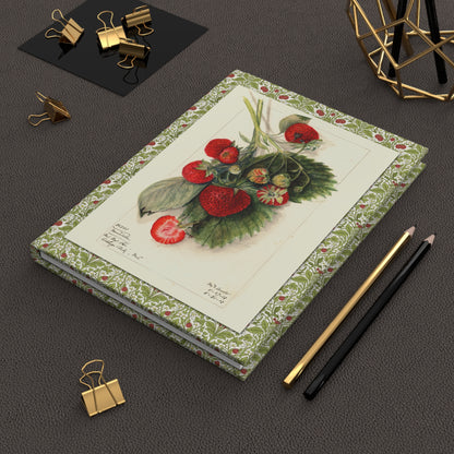 USDA strawberry botanical journal on desk with gold clips for garden journaling - LeBonJournal