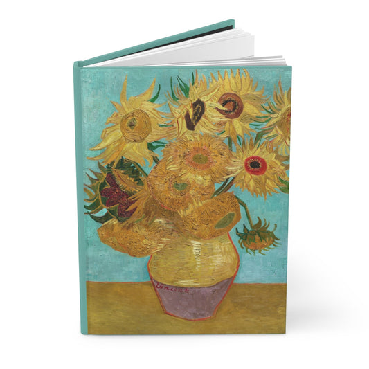 Van Gogh Sunflowers hardcover journal featuring Vase with Twelve Sunflowers 1888-1889 Yellow House Arles post-impressionist oil painting
 - LeBonJournal