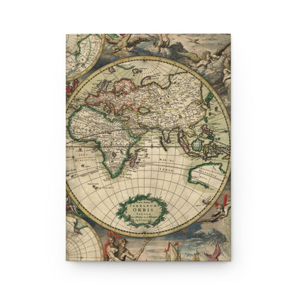 Front cover close-up Gerard van Schagen 1689 double-hemisphere world map California as island Romeyn de Hooghe allegorical decorations Roman gods battle scenes Dutch Golden Age cartography Amsterdam - LeBonJournal