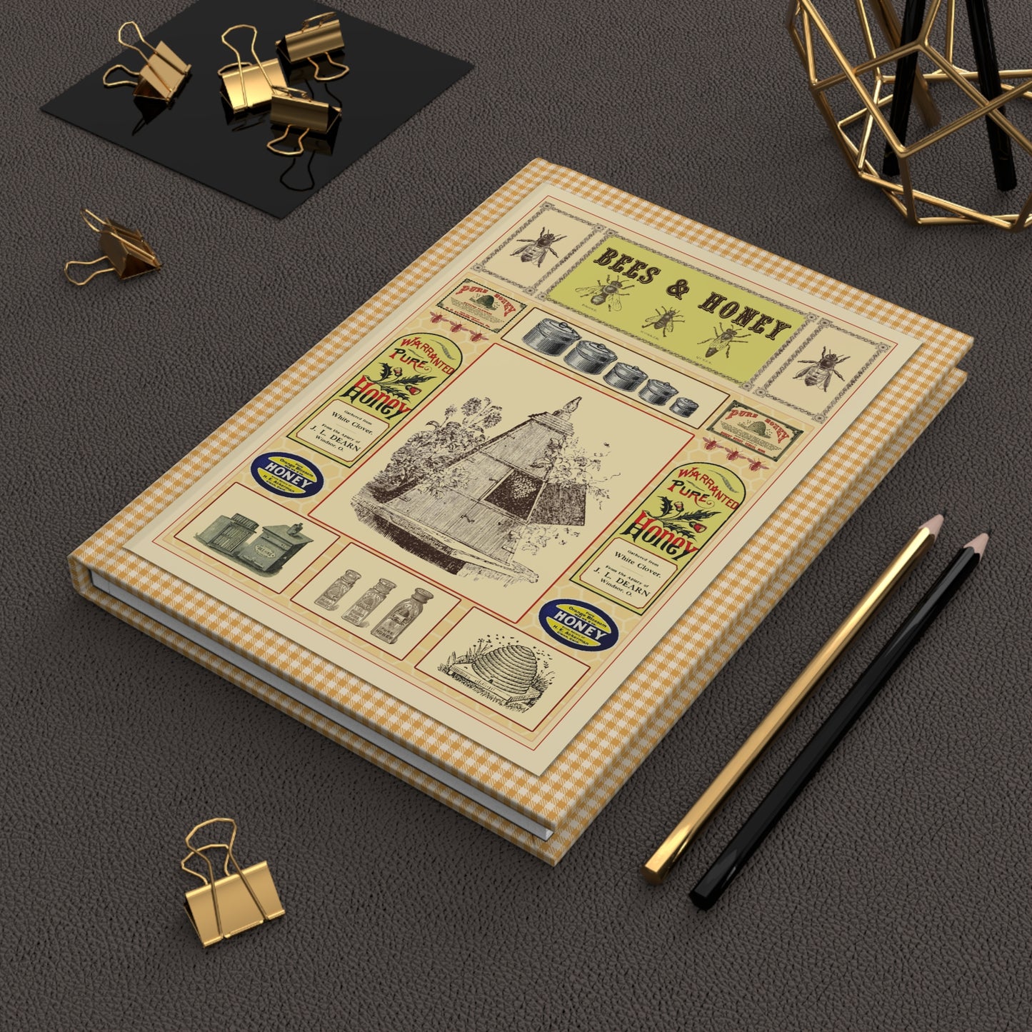 Lifestyle photo of Victorian beekeeping journal styled for beekeepers naturalists and Dark Academia Cottagecore enthusiasts - LeBonJournal