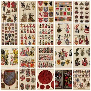 Preview mosaic showing the medieval coats of arms and plates included in Hugo Gerard Ströhl's Heraldischer Atlas (1899)