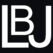 Minimalist white monogram logo with the initials LBJ for LeBonJournal on a solid black background.