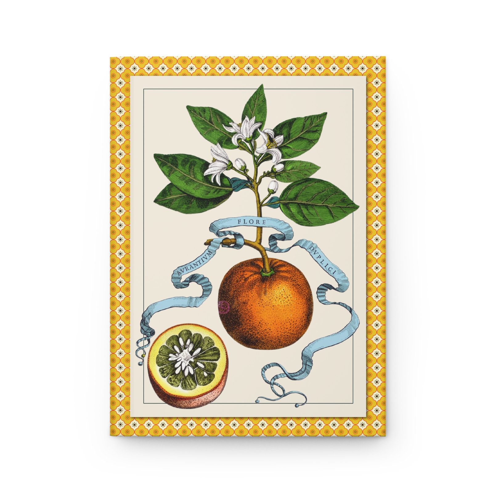 Front Cover - Ferrari Hesperides Journal Close-up of the journal's hardcover front cover featuring the antique botanical plate of baroque citrus and fruits.